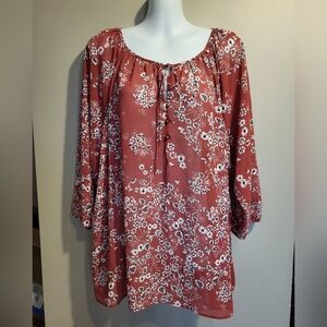 Reitmans Floral Patterned Coral Top, Size 3X